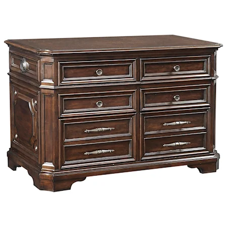 Traditional Five Drawer File Chest with Three Lockable File Drawers